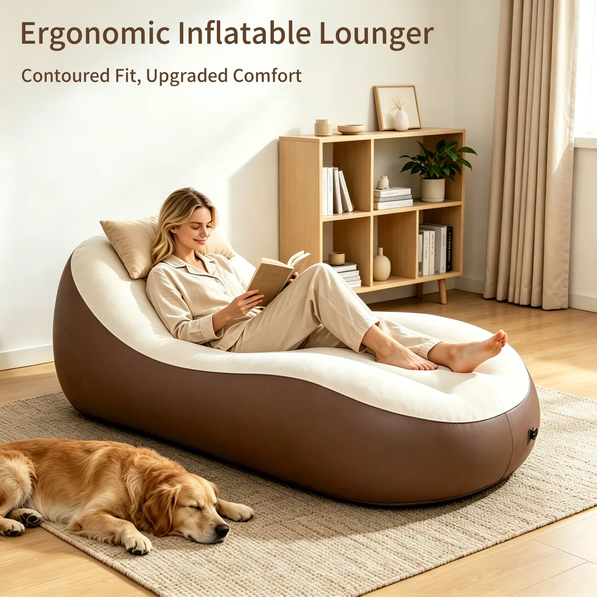 Portable Folding Outdoor Couch - Ergonomic Inflatable Sofa Lounger, 330 lbs Weight Capacity, Adult Camping & Beach Sofa Lounging Furniture Patio Sofa Comfy