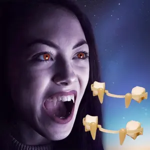 Creepy Retractable Fangs Vampire Teeth Horrifying Vampire Fangs Teeth Won't Hurt Your Gums Perfect for Halloween & Cosplay Gift For Halloween