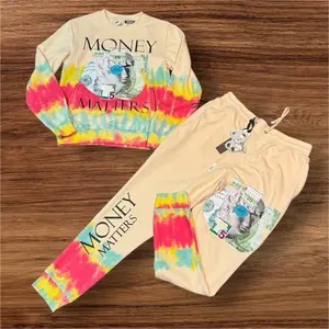 Comfortable Unisex Sweatsuit with "MONEY MATTERS" Design and Colorful Patterns