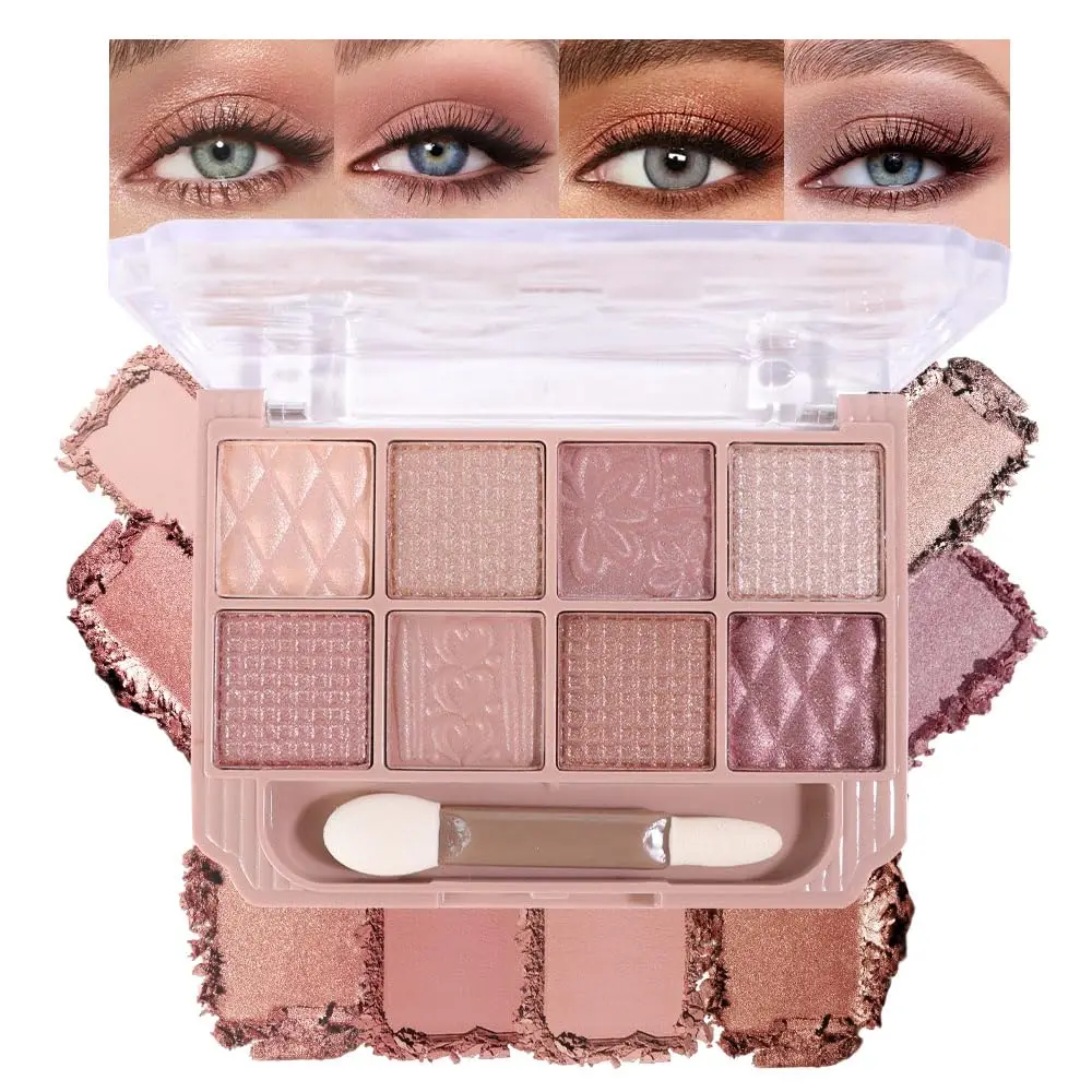 High-color rendering SUAKE shimmering eyeshadow palette. Gentle nude pink, classic brown and purple shades. Easy-blend matte and shimmer powder, essential for trendy Korean eye makeup.