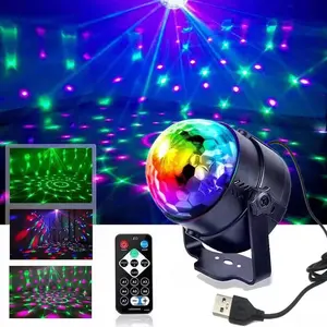 Remote Control RGB Mini Crystal Magic Ball Lamp, USB Plug Sound Control Rotating Stage Light, Party Ktv Bar Atmosphere LED Car Colorful Lights