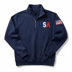 USA Glitter Applique Embroidered Quarter Zip Sweatshirt, 250 Years of Freedom 1776–2026, American Flag Shirt, July 4th Swt