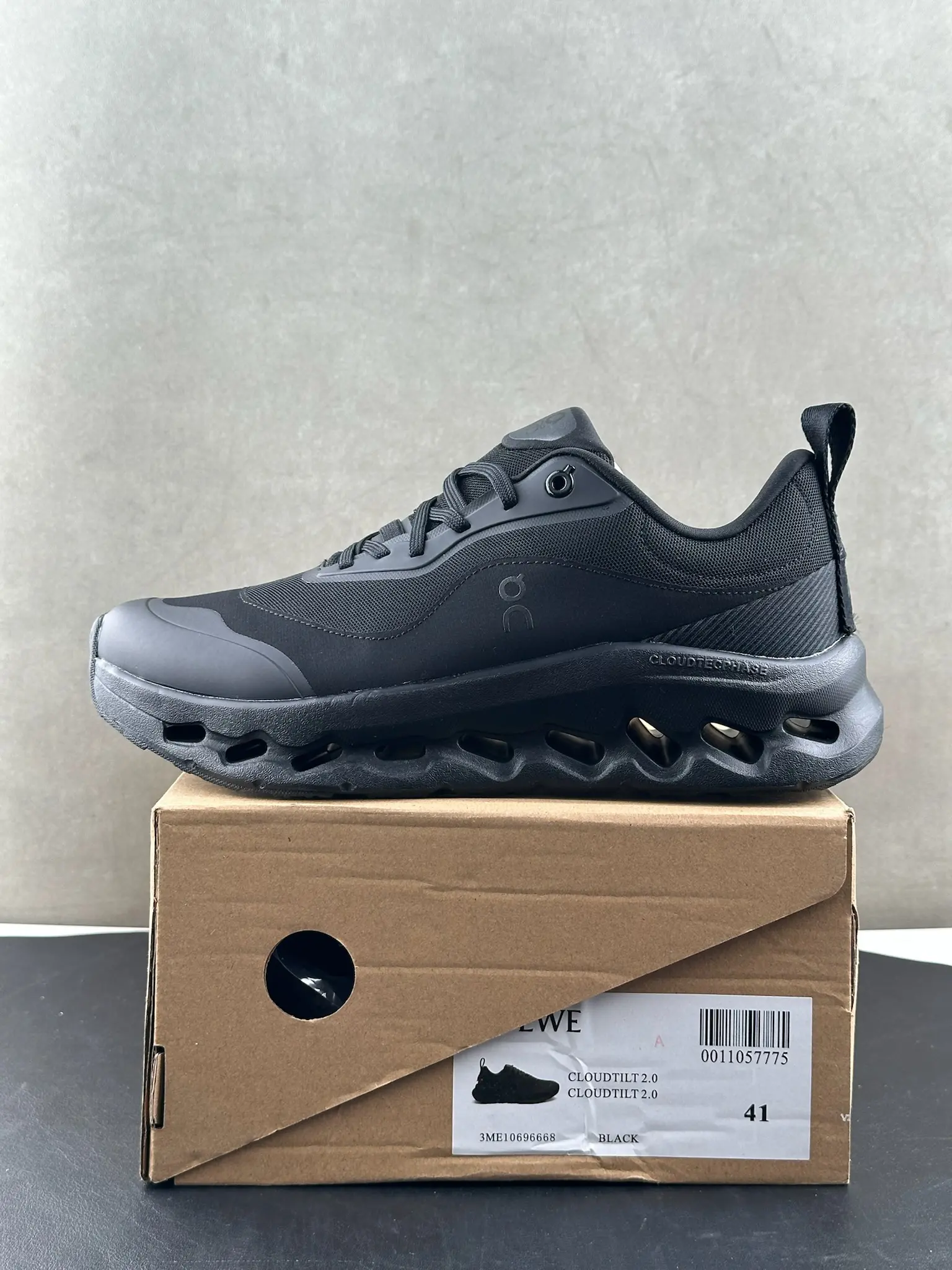 All Black Knit Upper Road Running Shoes, Thick Cloud Cushion Non Slip Casual Trainers