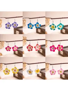 Beach Vacation Style Dopamine Soft Clay Egg Flower Earrings, Elegant Women's Jewelry, Floral Design Ear Accessories, Perfect for Summer