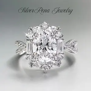 S925 Mother's Day Synthetic Large 5A Cubic ZirconiaHalo Engagement Ring with Fine CZ Decorated, Vintage Design Twisted Shank Ring, Elegant Fashion Jewelry Accessories Gift for Women