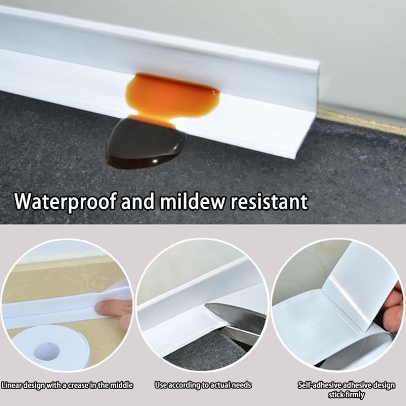 Waterproof Self-Adhesive Caulk Tape (1.5" Wide Coverage x 10.5Ft Long Run) - PVC Sealing Tool with Waterproofing, Built for Bathroom Moisture Exposure, Kitchen Edge Seal, Flexible Seal for Toilet Base