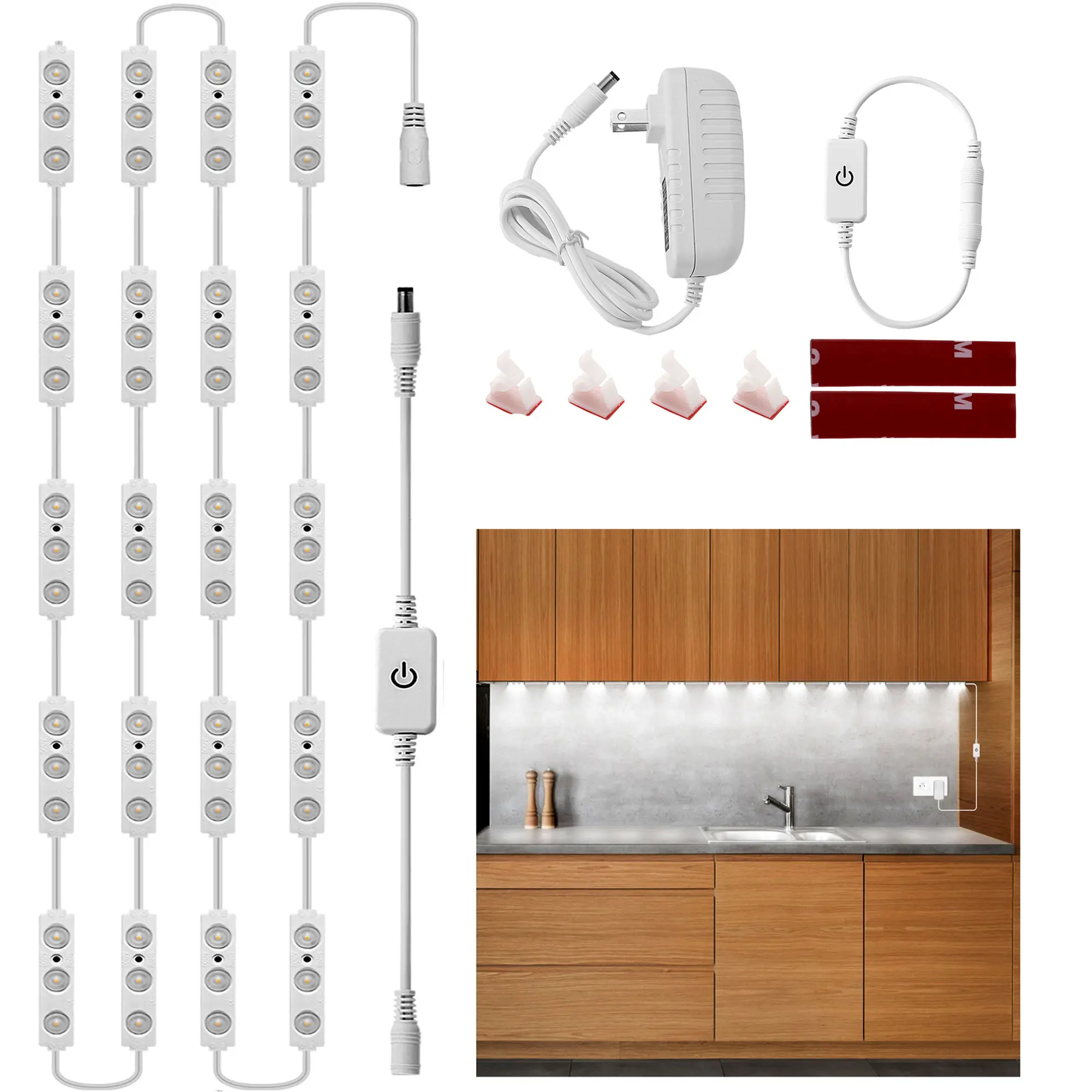 Flexible Jewelry Showcase Lighting, 10FT Bright White 6000K Display Case LED Lights, with Dimmer Switch & Power Adapter, 60 LEDs Lights for Showcase Dimmable Kitchen Counter