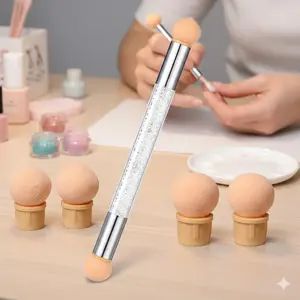 Professional Nail Sponge Brush Set with Replaceable Tips - Dot Gradient Tool for Smooth Ombre Nail Art, Hypoallergenic, Anti-Shedding, Corrosion-Resistant Handle, Portable Design, Quick-Change System