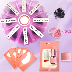 DIY 800-cluster fine filament preformed false eyelashes for long-lasting wear. The pointed corners are handcrafted with loose thin base fan-shaped (10D 0.07C 8-15mm)