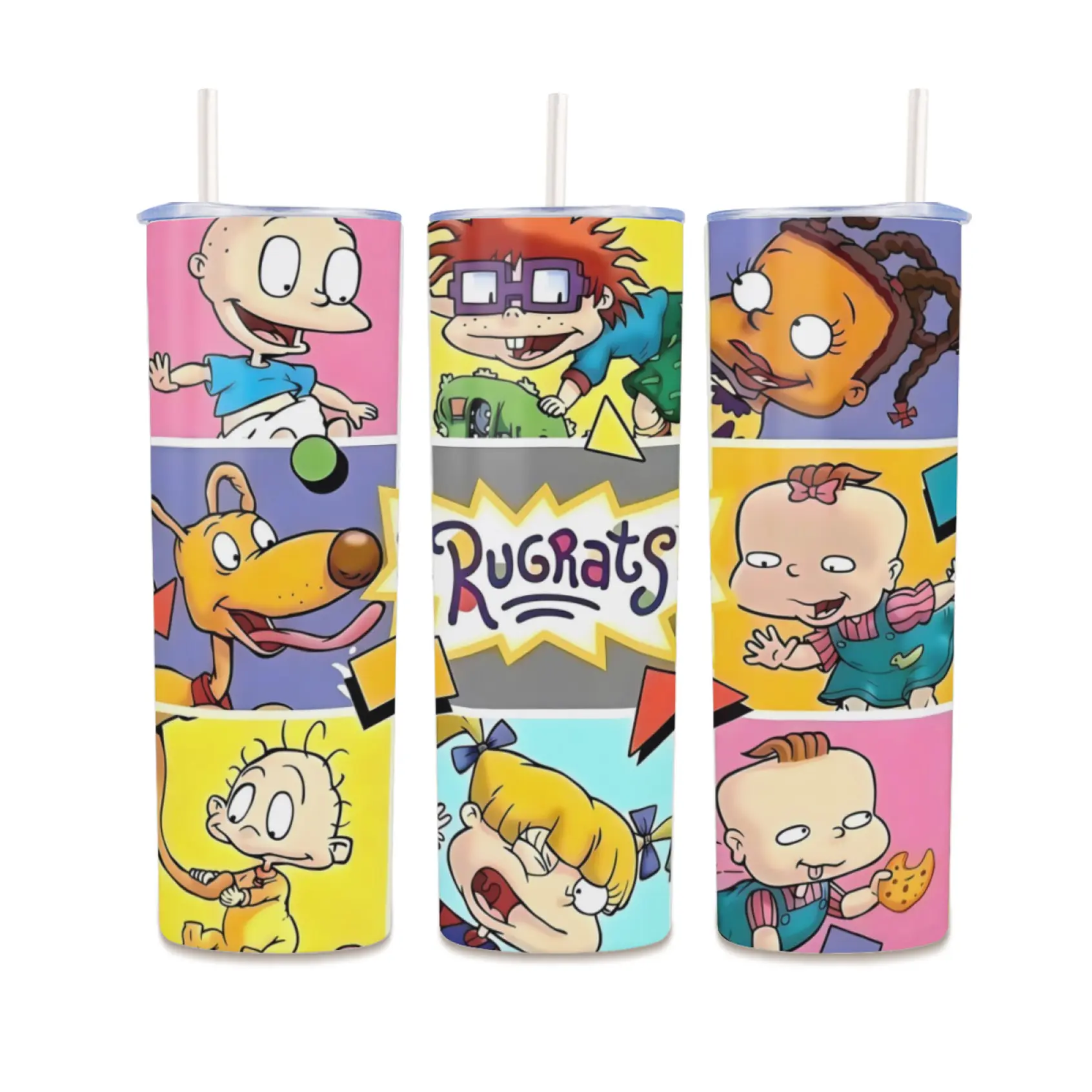 Rugrats Anime 20oz Stainless Steel Tumbler Insulated Water Bottle Double Wall Thermos Leakproof Travel Mug Kawaii Cartoon Aesthetic TikTok Viral Trend Drinkware Summer Cool Reusable Cup Home Office School Fan Gift Collector Edition Trendy Bottle