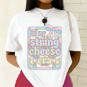 In My String Cheese Era T-Shirt, Cute Retro Patchwork Graphic Tee, Gift for Cheese Lovers
