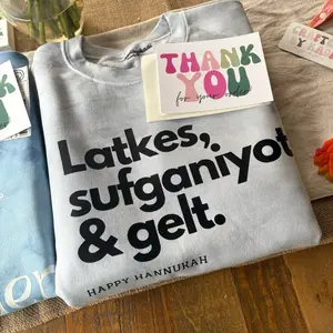 Latkes, Sufganiyot & gelt tie dye Hanukkah sweatshirt