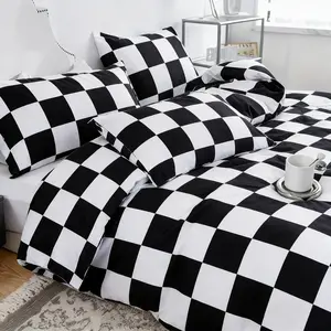 Checkerboard Pattern Bedding Set, 1 Count Duvet Cover & 1/2 Counts Pillowcase without Filler, Soft Comfortable Bedding Set for Home Bedroom