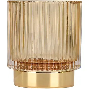 Makeup Brush holder Organizer,  Makeup Brush Glass Brushes Storage Holder,  Make Up Brush Cup Pen Pencil Holder striped vase(Coffee S)