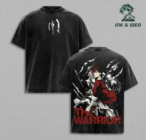 Stark "The Warrior" Frieren Anime Shirt Washed Manga Washed Heavy Cotton T-shirt Gift For Anime Fan Streetwear Unisex Tee.