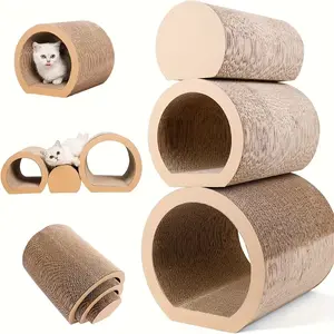 Cat Scratching Tunnel Durable Corrugated Cardboard Multi-Layer Interactive Cat Toy 3-in-1 Indoor Scratching Post Set Protects Furniture While Satisfying Your Cat's Natural Instincts