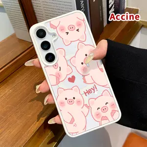 Magnetic Phone Case Compatible with Samsung Galaxy S23 Ultra S24 Plus S25 Edge S22+ FE Many loving pigs Pattern Acrylic Back TPU Edges Bumper Sockproof skin-friendly feel Bumper Cover