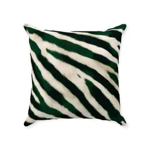 Exotic Zebra Print Throw Pillow Cover - Green Hued Animal Pattern Cushion for Minimalist & Modern Decor