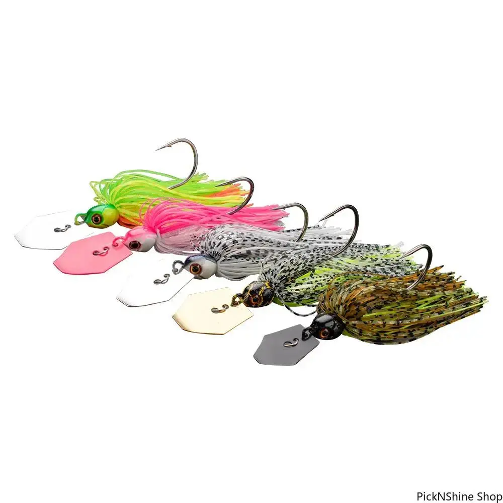 5Pcs Artificial Fishing Lures Kit, Soft-Bladed Silicone-Skirted Jig Heads with Sharp Hooks, 3D Eyes Bass Tackle for Freshwater, Saltwater Fishing