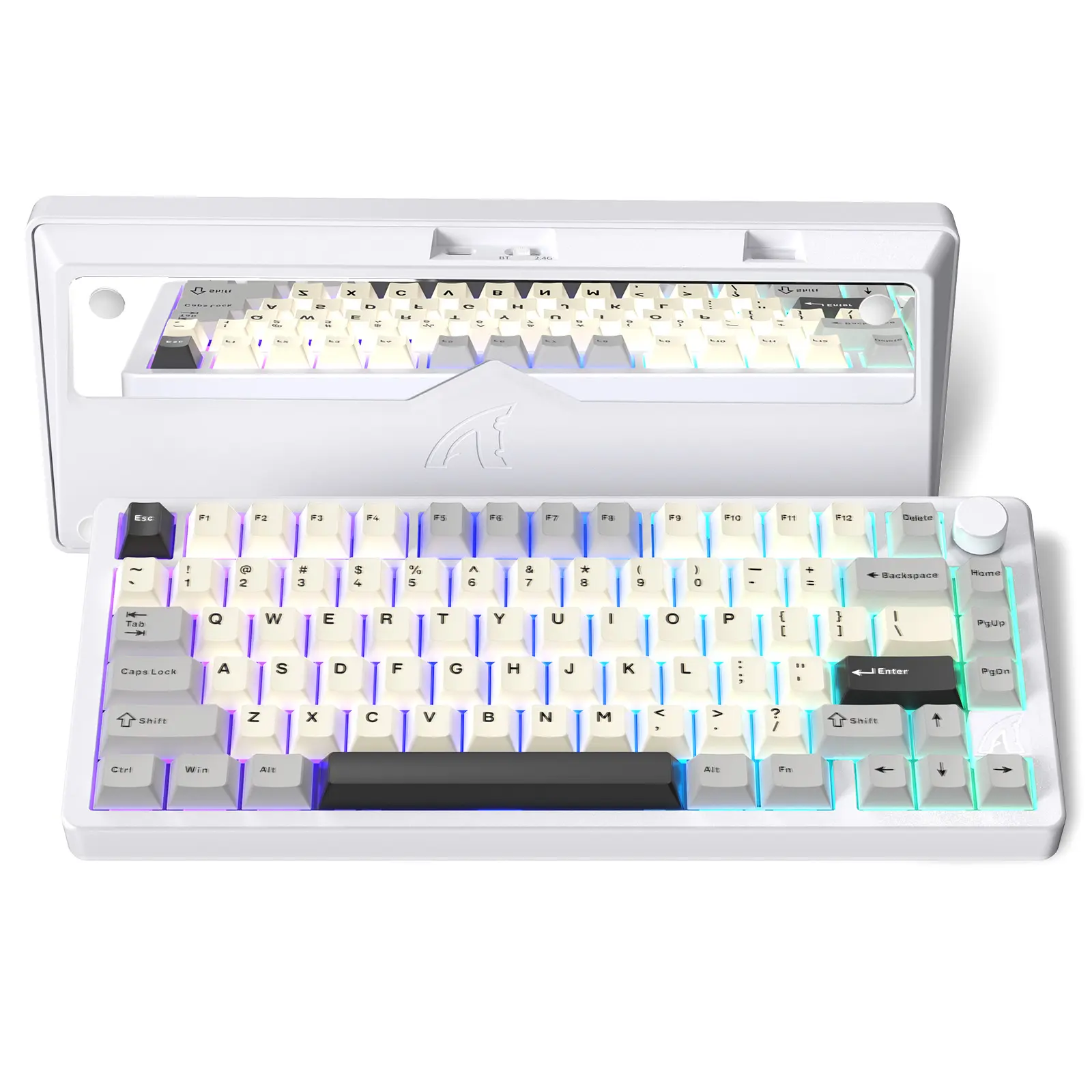 ATTACK SHARK X86 75% Wireless Mechanical Keyboard - CNC Aluminum, Gasket Mount, Tri-Mode(Type-C Wired/2.4G/Bluetooth), Hot-Swappable, Matcha Linear Switches, RGB, 4000mAh, 5-Layer Dampening, Volume Knob, For PC, Laptop, Tablet, PS, Win, Mac