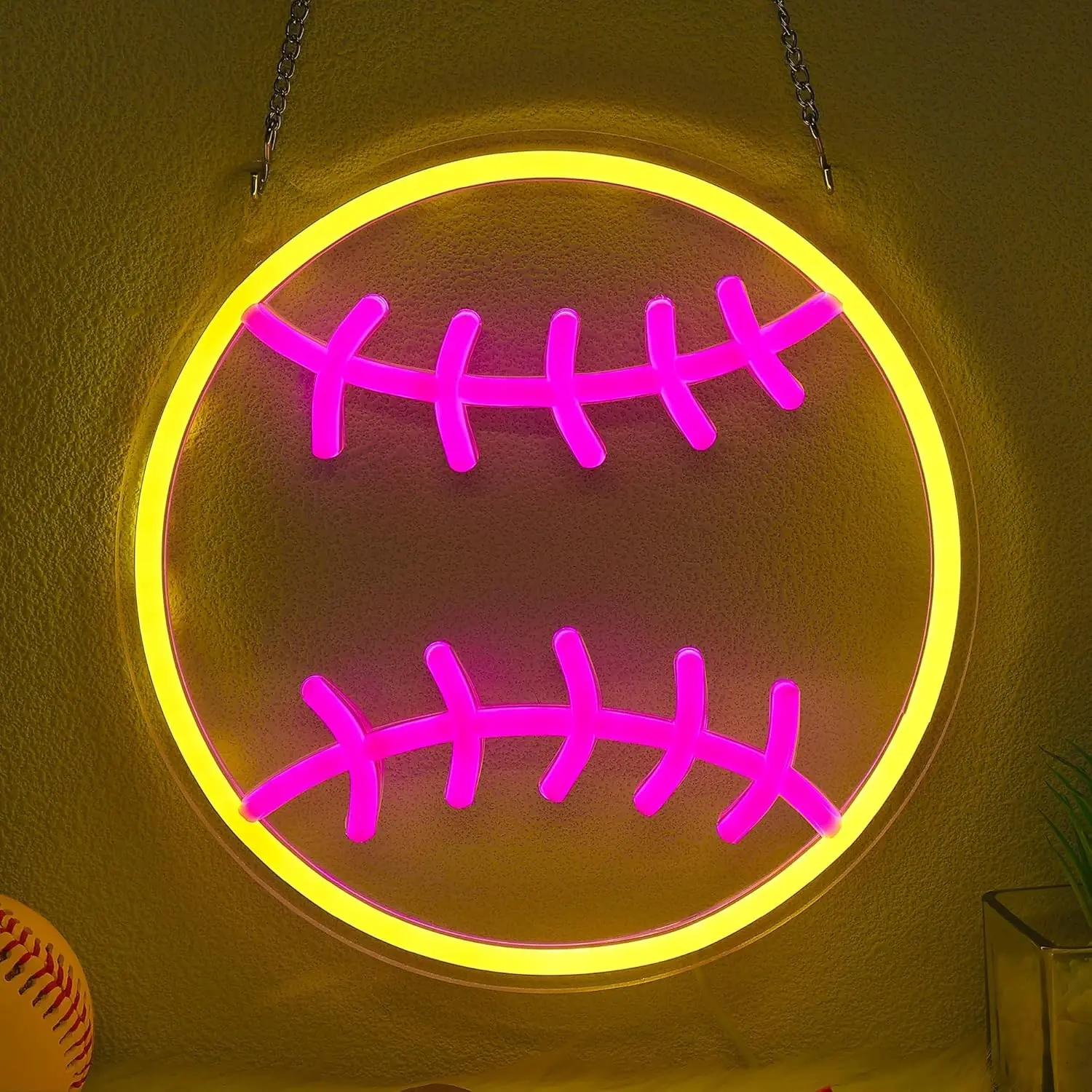 Baseball Neon Light with USB Power, Adjustable Lighting Sports Wall Decor, Ideal Gift for Girls 8-12, LED Neon Lamp Accessory