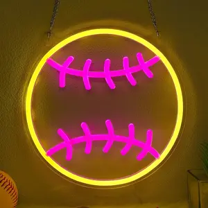 Baseball Neon Light with USB Power, Adjustable Lighting Sports Wall Decor, Ideal Gift for Girls 8-12, LED Neon Lamp Accessory