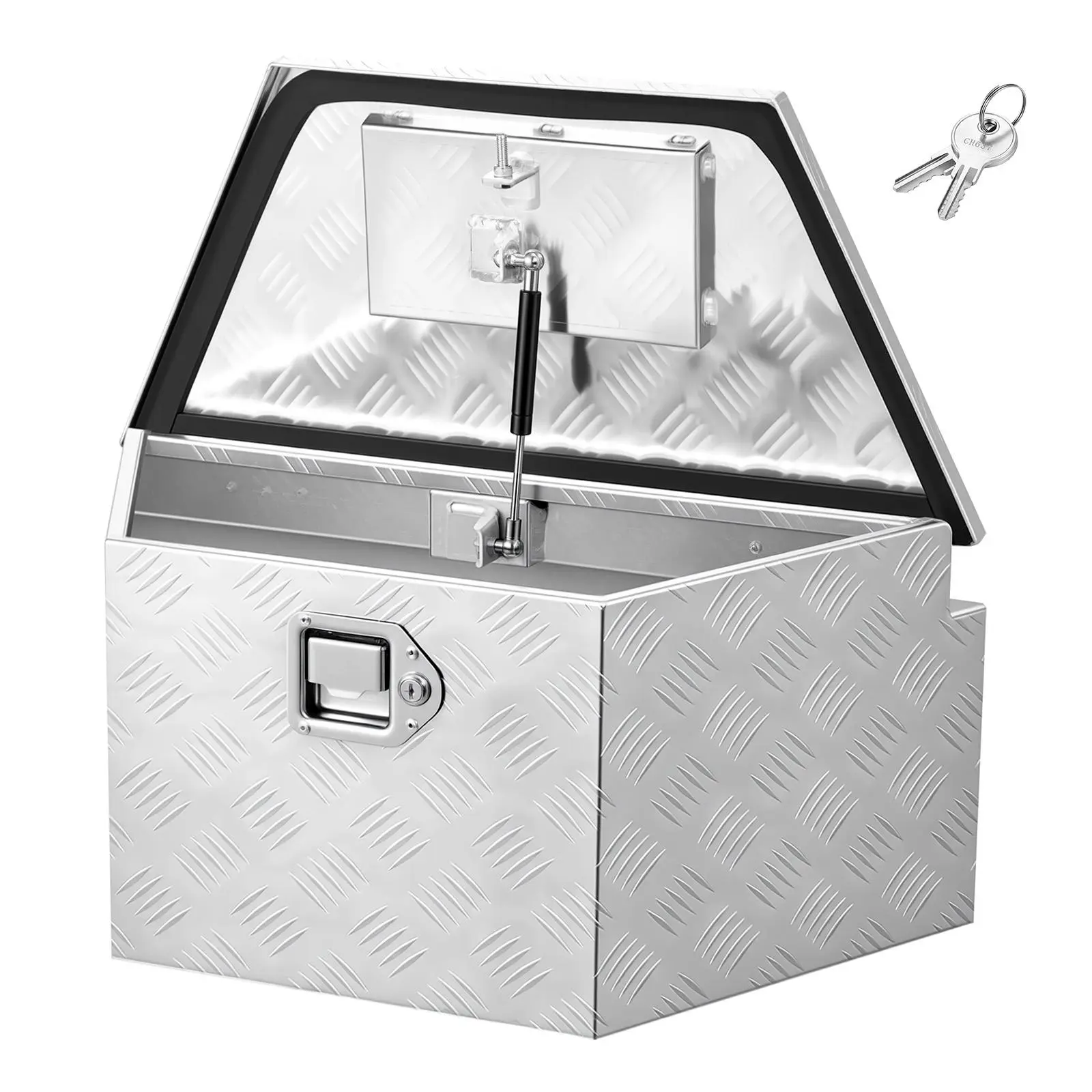 VEVOR Aluminum Trailer Tongue Box, 26x13x12" Heavy Duty Storage Organizer with Lock + Keys, Utility Tool Chest for Pickup Truck Bed, RV