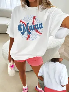 Mother's Day Gift: Women's Comfortable Crewneck T-Shirt — Vintage Baseball "Mama" Print — Fun Mom Top, Perfect for Sporting Events & Everyday Wear