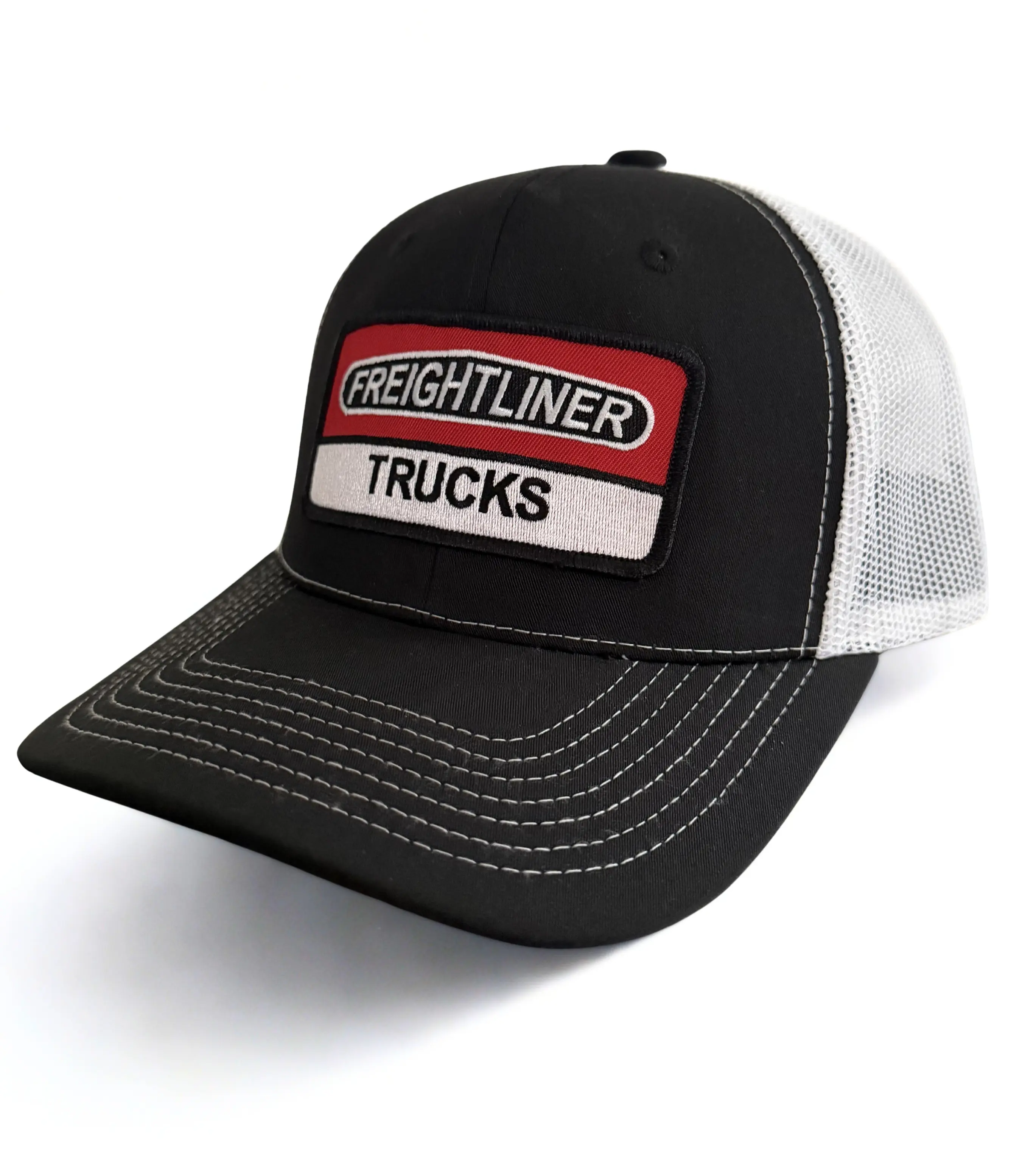 Freightliner Semi Trucks Logo Snapback Black and White Mesh Trucker Adjustable Cap