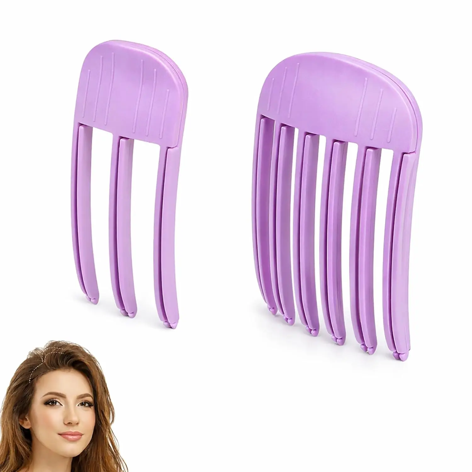 Hair Volume Clip 2 Pack for Fluffy Hairstyles, No-Crease Hair Volumizing Clip Comb, Root Lifting Volume Booster Tool for Full, High Crown Look, Ideal for Blow-Dry Styling for Men & Women