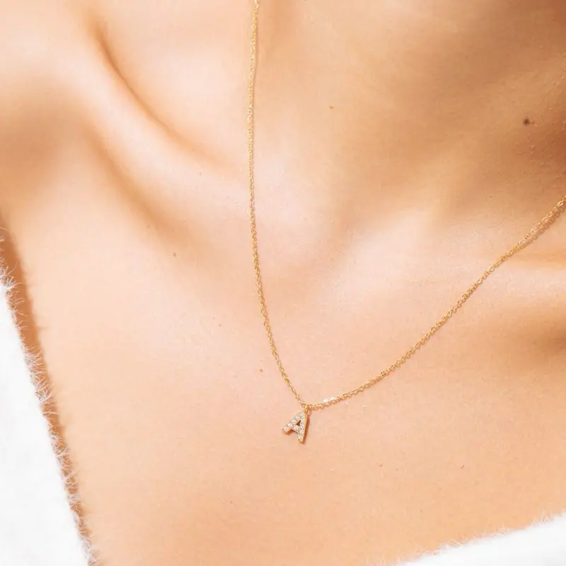 Gold Plated Initial A-B-C-D Necklace for Women