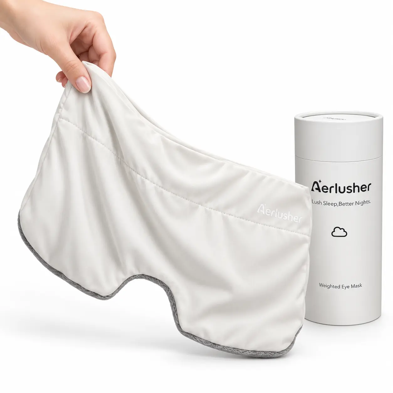 AerLusher Weighted Sleep Mask, Lights Out Eye Mask, 99% Blackout Smooth Soft Eye Cover with Gentle Weight, Reversible Cooling & Plush Sides, Machine-Washable Wraparound Design for Adults, 25×17 cm