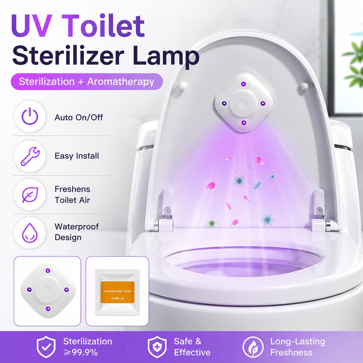 Bathroom Odor Freshener Kit, Toilet Fragrance Light with Aromatherapy Tablets, Easy Install Home Bathroom Accessory for Daily Cleaning Routine