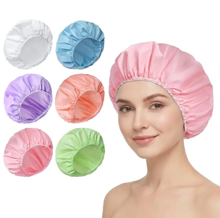 6 count Shower Caps for Women, Double Side  Shower Cap, PEVA Bath Caps for Shower, Bathing Shower Caps - Candy Color