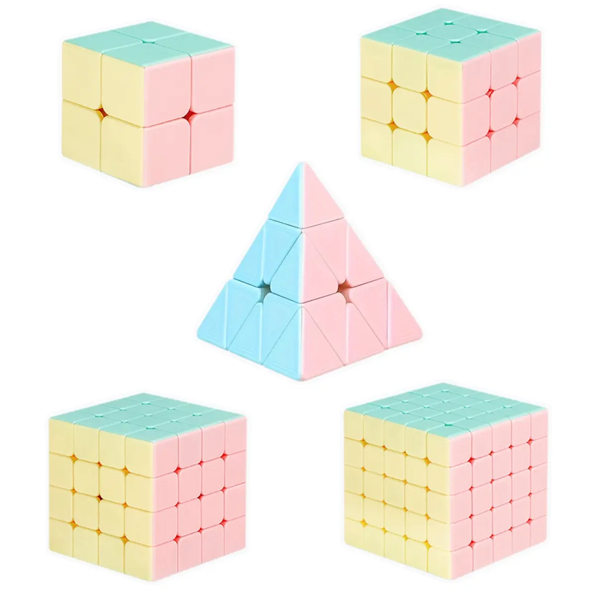 Sengso Speed Cube Rubikscube Macaron 2x2-5x5, Stickerless Puzzle Game, Smooth Turning, Educational Toy for Kids & Adults, Brain Teaser Challenge