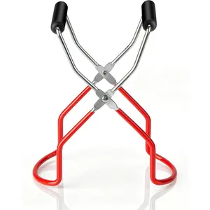 Canning Jar Lifter Tongs for Pressure Canner and Water Bath Canning, Canning Tools, Stainless Steel Jar Lifter with Rubber Grip Handle for Home Kitchen, Fits all Canning Jar Sizes(Red)