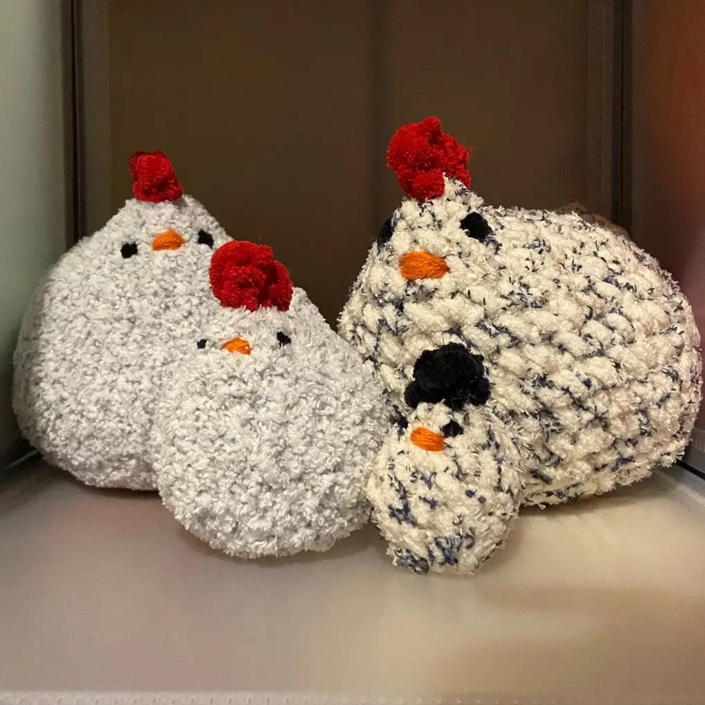 Chicken Crochet Plushie, Handmade Amigurumi, Baby Chick Plush Crochet Keychain, Farm Chicken Crochet Family