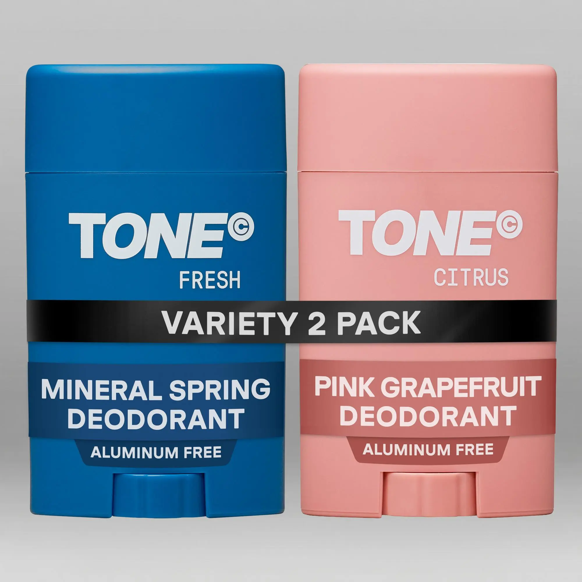 TONE Aluminum-Free Body Care Deodorant (2-Pack Variety, 2.65 oz) - Coconut & Shea Infused, Fresh-Citrus Fragrances, Paraben-Free, 48-Hour Odor Protection, Dermatologist-Tested for Men & Women, Ideal Gift, Bright, Moisturizing, Cologne, Scent, Grapefruit