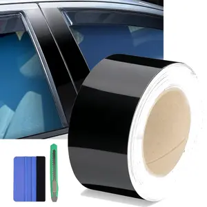 Free Tool Kit High Gloss Vinyl Wrap Kit for Black Out Chrome Delete Window Trim Door Trim Hood Cover Strip Decor- (4inch x 33Feet)