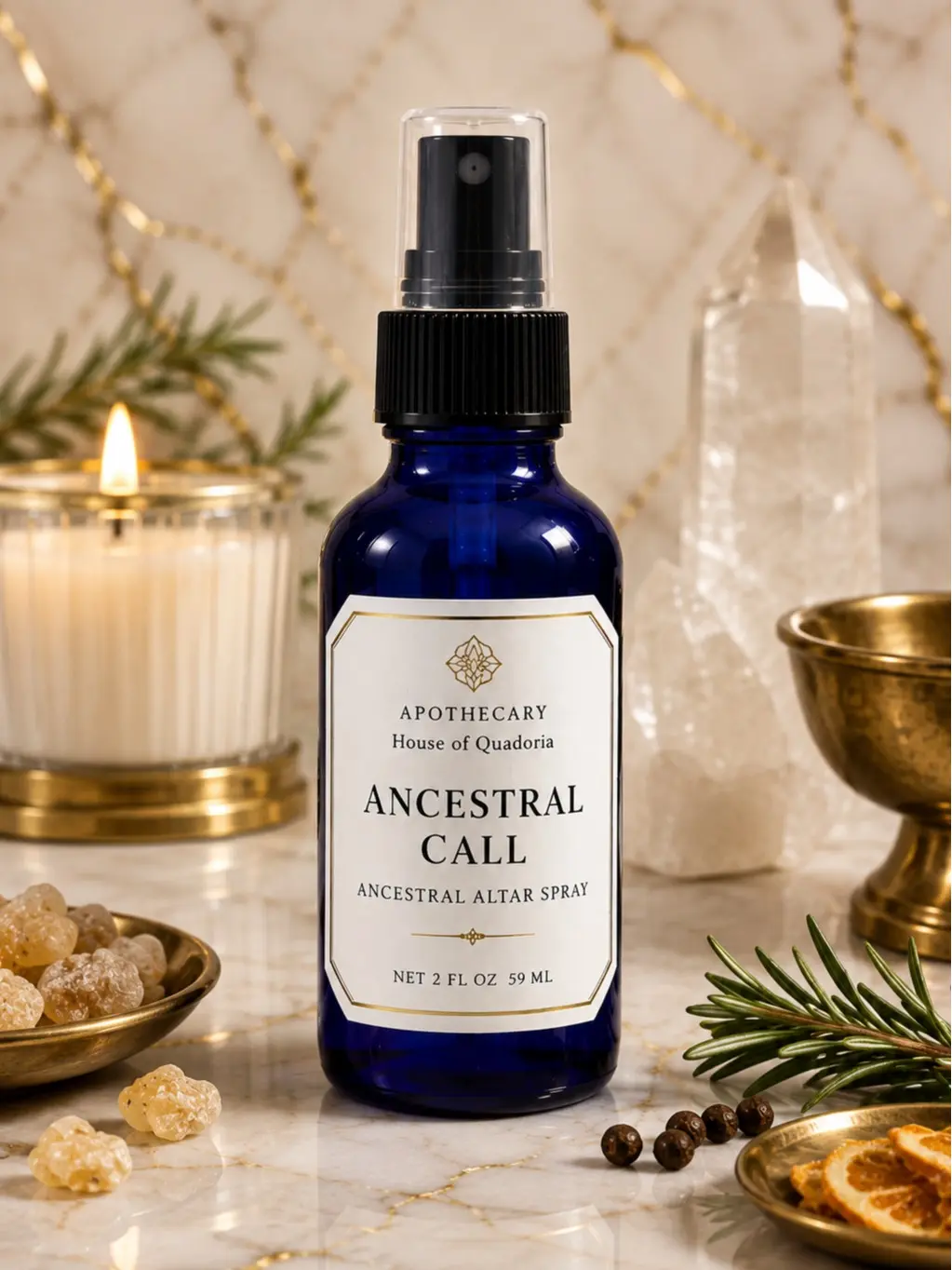 Quadoria Sanctum Ancestral Call Herbal Handmade Room Spray - 2 fl oz Naturally Derived Scented Altar Freshener, Long-Lasting Fresh Fragrance Household Home Care Supply for Home Use