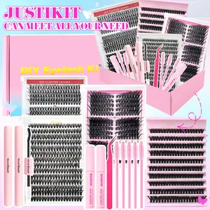 1070pcs/288pcs/200pcs Mixed Style Eyelash Clusters Kit, Natural Thick False Eyelashes, D-Curl Individual Lashes, DIY Anime Volume Lashes, Eyelash Extensions Set
