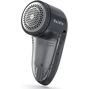 Fabric Shaver Defuzzer, Electric Lint Remover, Rechargeable Sweater Shaver with Stainless Steel 3-Leaf Blades, Dual Protection, Removable Bin, Easy Remove Fuzz, Lint, Pills, Bobbles