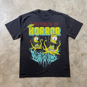[Sale Up To 40%] VINTAGE TREEHOUSE OF HORROR SIMPSONS BLACK T-SHIRT, COTTON MADE IN USA