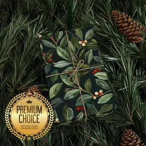 Mistletoe and Holly Wrapping Paper, Christmas Mistletoe Gift Wrap for Winter Holidays and Birthdays, Xmas Giftwrap