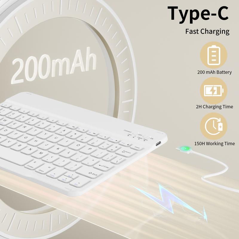 Keyboard Case for iPad 11th Generation 2025 A16, 10th Gen 2022, Air 11-inch 7th/6th/5th/4th Gen 10.9-inch & 7th/8th/9th Gen | Soft TPU Back Cover with Pen Holder & Magnetic Detachable Wireless Bluetooth Keyboard | Protective for Multiple iPad Models