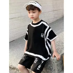 Boys' Summer Outfit New Stylish Short-Sleeve Trendy Clothing for Boys, Perfect for Outdoor