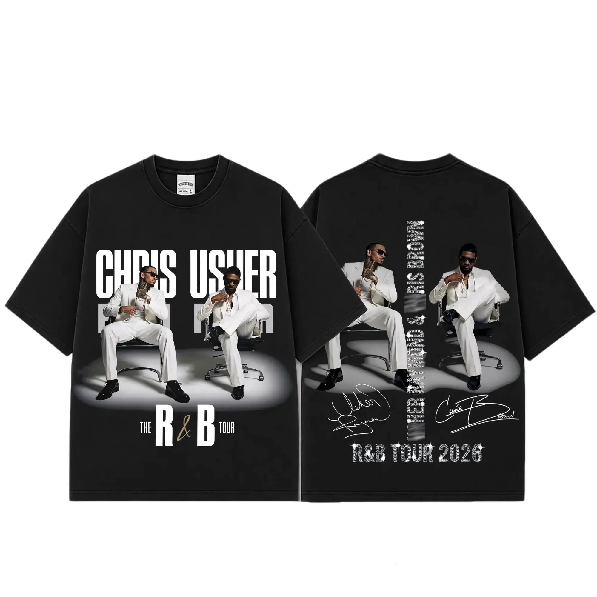[FREE SHIP] Brown x Raymond The R&B Tour 2026 Premium Cotton T-Shirt, Black White R&B Concert Graphic Tee, Hip-Hop Soul Music Fan Shirt