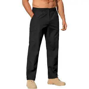 Runcati Mens Cargo Pants Work Tactical Sweatpants Outdoor Joggers Athletic Elastic Waist Hiking Trousers with Multi Pockets