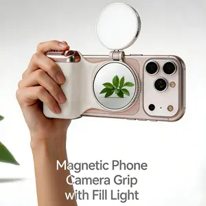 Magnetic Dslr Style Shutter Grip for iPhone and Android, Wireless Shutter Button, Beauty Filter Selfie Mirror, Perfect for Vlogging