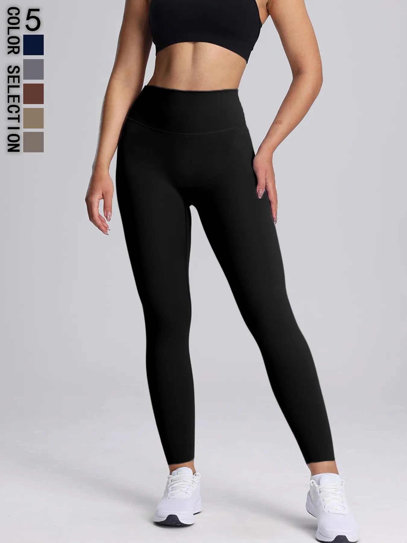 Women's Sporty High Waist Tight-Fitting Pants, Walking Hiking Daily Outdoor Yoga Long Pants, Comfortable Non-Tight Fit Fitness Pants, Plain Stretchy Leggings, High Waisted Leggings